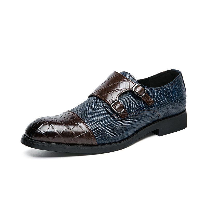 Double Buckle Plus Size Business Men's Casual Leather Shoes