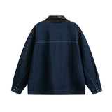 Куртка-пальто из денима интенсивной стирки основного цвета