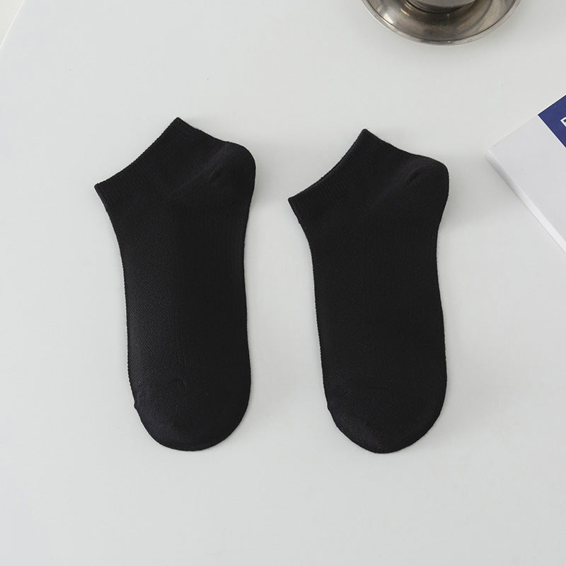 Solid Color Breathable Sweat Absorbing Simple Low-cut Polyester Boat Socks