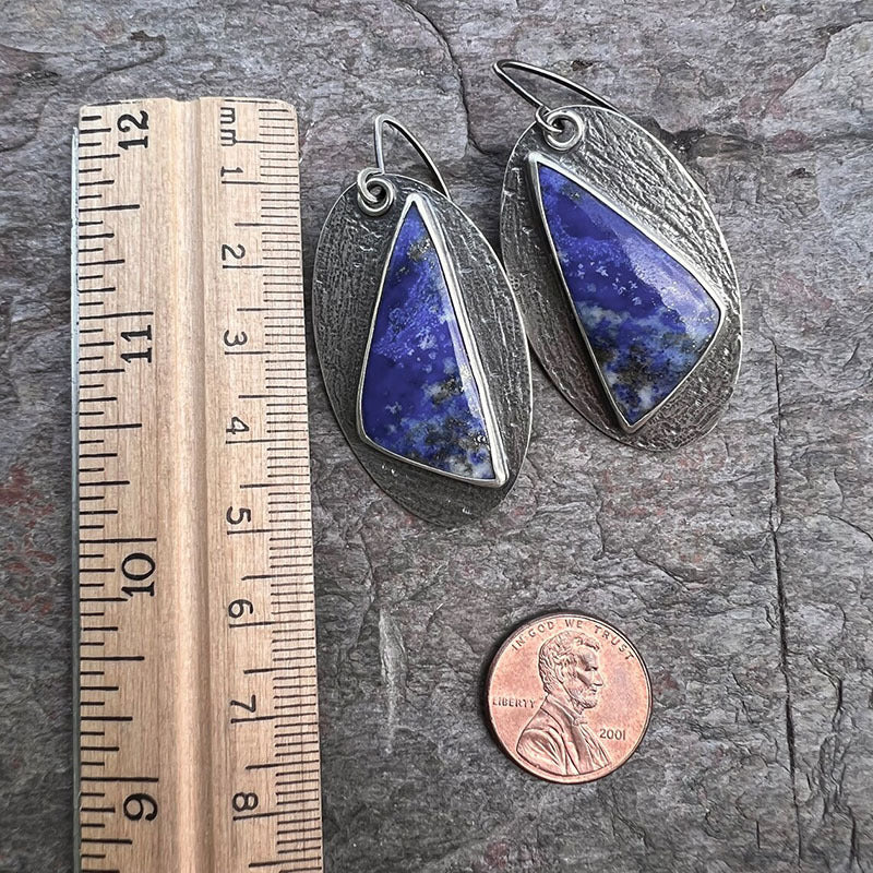New Geometric Triangle Navy Blue Enamel Earrings