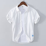 Рубашка Leisure Dark Striped Thin Short Sleeve из чистого хлопка