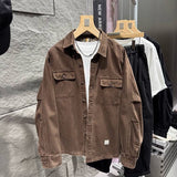 Мужская рабочая одежда из стираного хлопка, свободная куртка, пальто