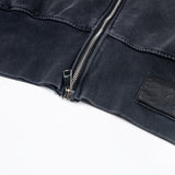 Мужской потертый старый кардиган с капюшоном на молнии с короткими рукавами