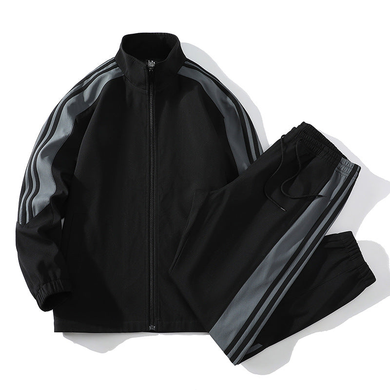 Sports Men's Trendy Handsome Casual Stand Collar Top And Trousers Two-piece Set