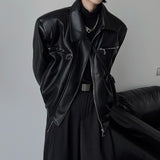 Мужское высококачественное повседневное кожаное пальто с металлической пряжкой в стиле ретро