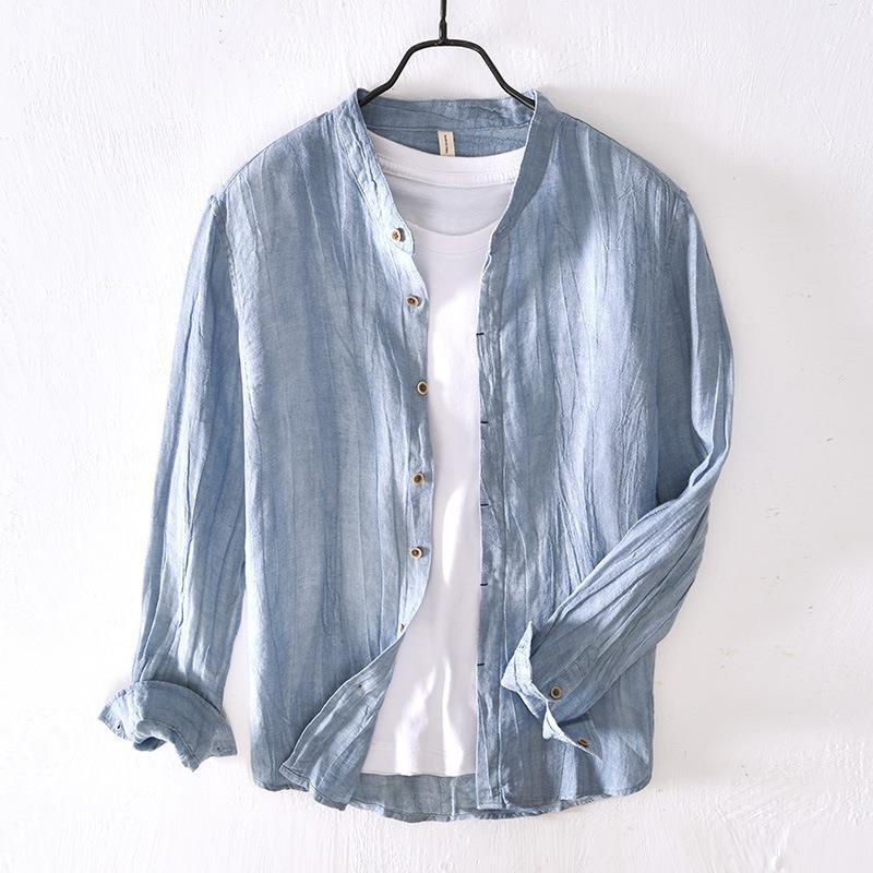 Linen Leisure Long Sleeve Solid Color Shirt
