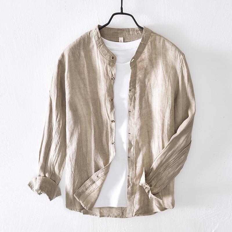 Linen Leisure Long Sleeve Solid Color Shirt