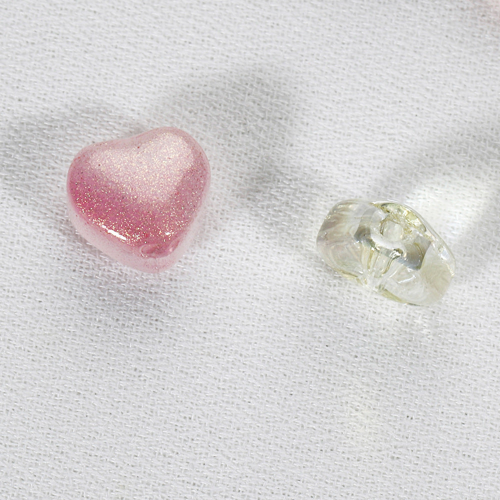 20 PCs Love Glass Spacer Aurora Transparent Czech Beads Perforated Beading Accessories