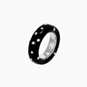 Copper-plated Gold Green Enamel Drip Glazed Inlaid Zirconium Ring