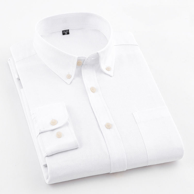 Men's Oxford Shirt Pure Color Slim for Youth and Middle Ages