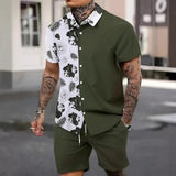 Fashion Men's Hawaii 3D Printed Short Sleeve Suit