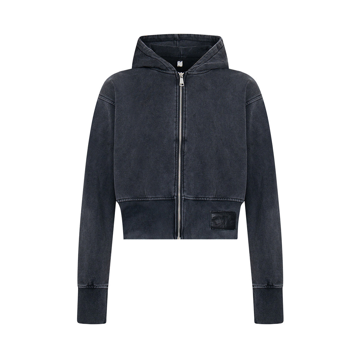 Мужской потертый старый кардиган с капюшоном на молнии с короткими рукавами