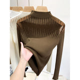 Mesh Lace Sweater Women's Half Turtleneck