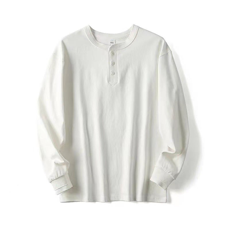 Men's Retro Simple All-match Solid Color Long Sleeve Shirt