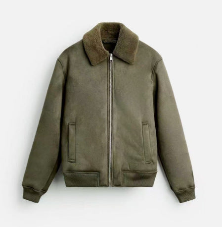 Осенне-зимняя мужская американская ретро-лоскутная замшевая фактура с эффектом куртки и пальто