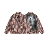 Куртка джинсовая с граффити сзади, ретро-модная нейтральная повседневная куртка