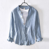 Linen Leisure Long Sleeve Solid Color Shirt