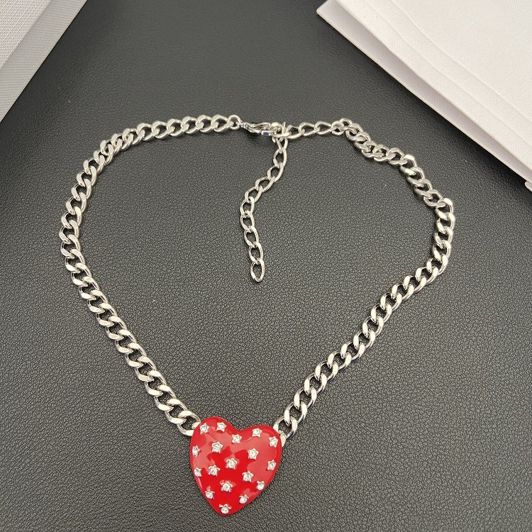 New Love Necklace Enamel Crystal Simplicity Personality