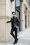 White Mink Velvet Fleece-lined Thick Loose Casual Leather Jacket For Men