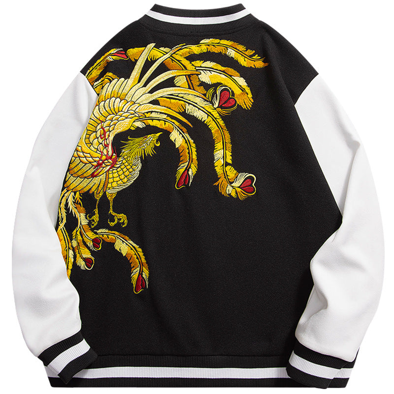 Мужская свободная винтажная замшевая куртка с национальной вышивкой