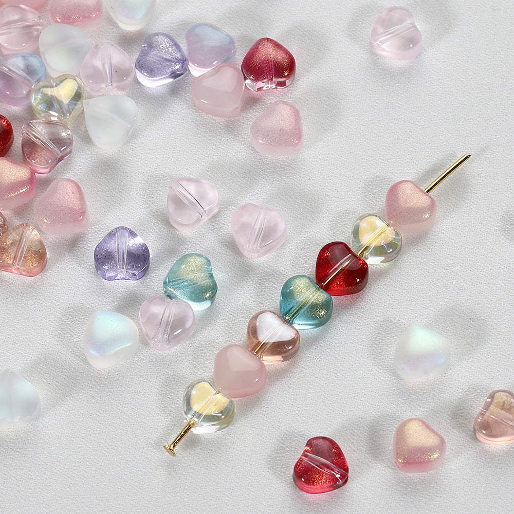 20 PCs Love Glass Spacer Aurora Transparent Czech Beads Perforated Beading Accessories