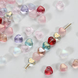 20 PCs Love Glass Spacer Aurora Transparent Czech Beads Perforated Beading Accessories
