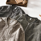 Осенние ретро повседневные однотонные мужские универсальные свободные топы из хлопка и льна