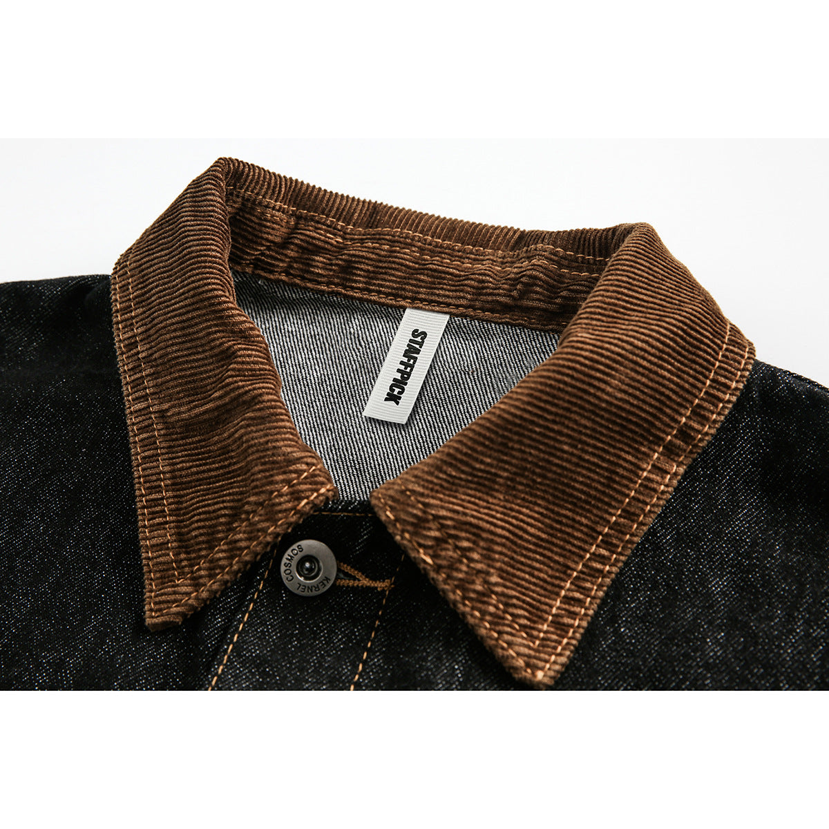 Retro Black Denim Jacket Lapel Loose Workwear Leisure Coat For Men