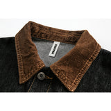 Retro Black Denim Jacket Lapel Loose Workwear Leisure Coat For Men
