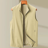 Повседневный мужской жилет, простой, но элегантный, удобный, легкий, с воротником-стойкой