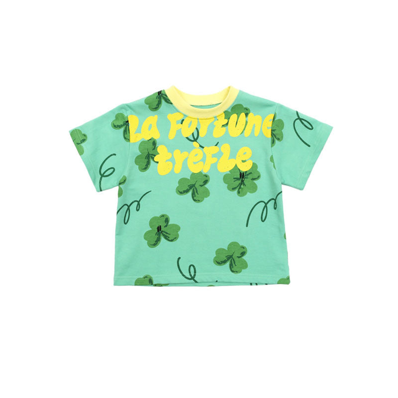 Мода кӯтоҳ T-shirt чоп барои писарон ва духтарон