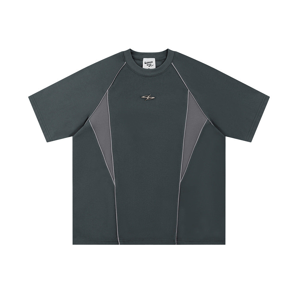 Мужская летняя футболка Simplicity Metal Label Loose