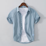 Рубашка Leisure Dark Striped Thin Short Sleeve из чистого хлопка