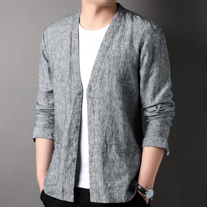 Long Sleeve V Neck Shirt Casual Mens Activewear Tops