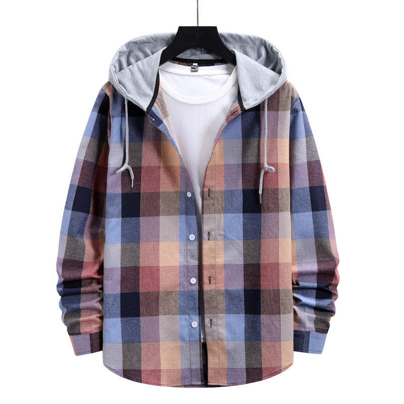 Mens Fashion Casual ҷомаи Plaid Бо Ҳуд