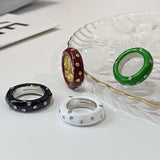 Copper-plated Gold Green Enamel Drip Glazed Inlaid Zirconium Ring