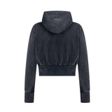 Мужской потертый старый кардиган с капюшоном на молнии с короткими рукавами