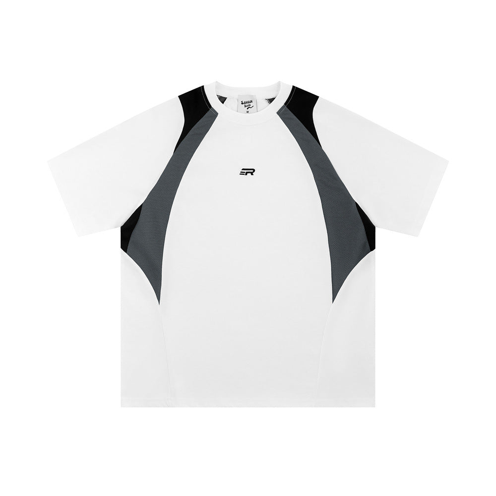 Мужская свободная повседневная футболка с шитьем, лето