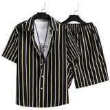 Men's Cardigan Casual Suit Digital Printing Short Sleeve Shorts Suit