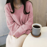 Loose And Lazy Style Solid Color Sweater Top