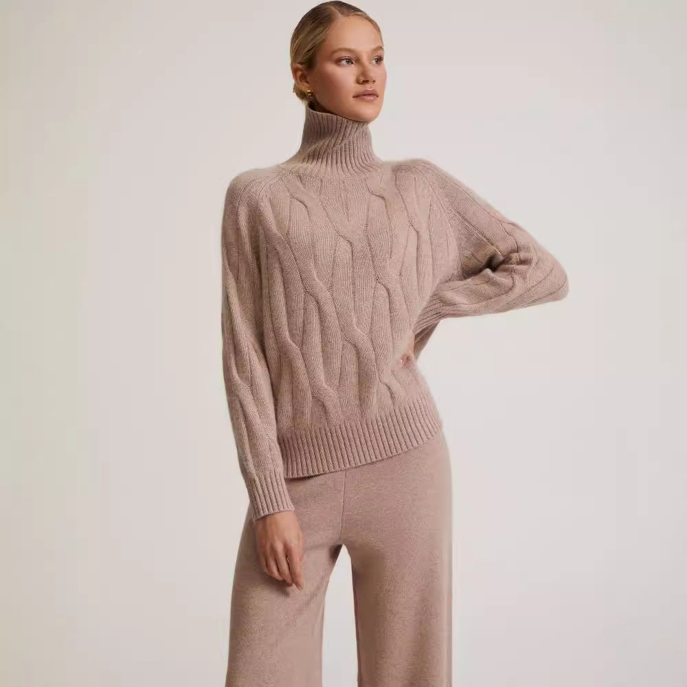Long Sleeve Autumn And Winter Turtleneck Sweater Women's Two-piece Loose