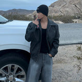 Куртка из натуральной кожи в корейском стиле с лацканами для мотоциклистов