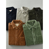 Men's Retro Loose Corduroy Long Sleeve Casual Cotton Shirt