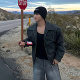 Куртка из натуральной кожи в корейском стиле с лацканами для мотоциклистов