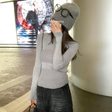 Women's Round Neck Hollow Sweater For Autumn And Winter Within Stripe Thickening