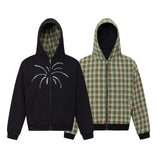 Hooded Sequin Cardigan, Reversible American Check Sweater