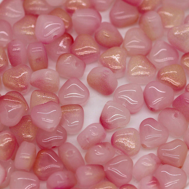 20 PCs Love Glass Spacer Aurora Transparent Czech Beads Perforated Beading Accessories