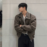 Куртка из натуральной кожи в корейском стиле с лацканами для мотоциклистов