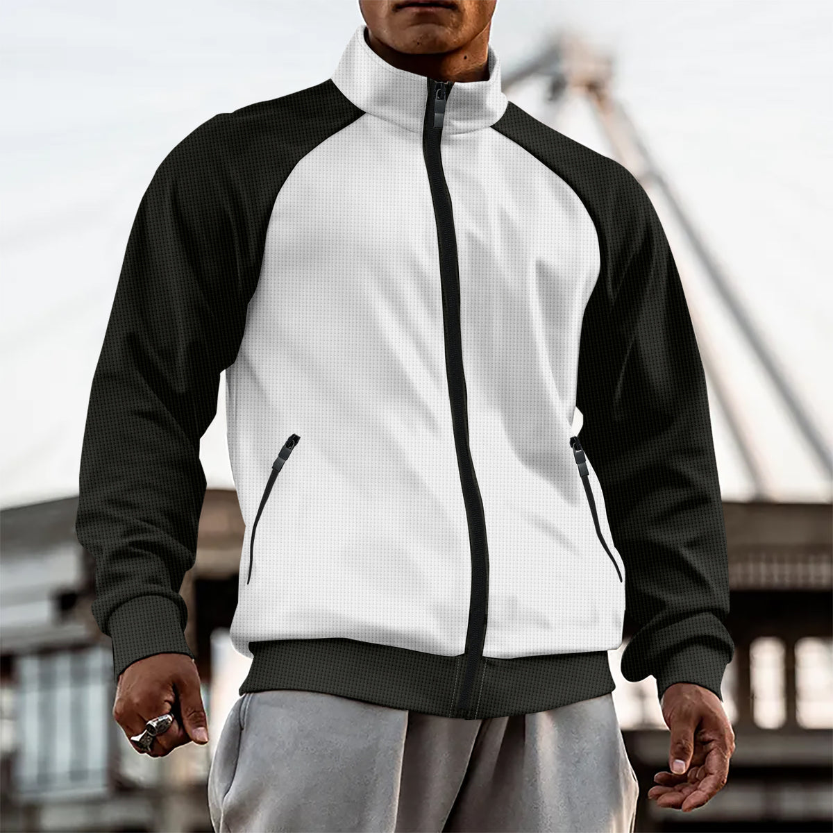 Мужская водолазка, цветная молния, рукав реглан, кардиган, куртка, пальто