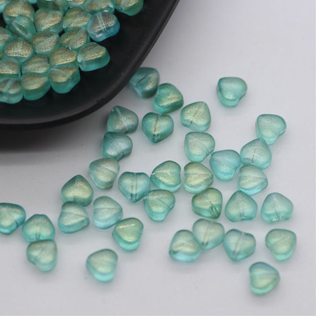 20 PCs Love Glass Spacer Aurora Transparent Czech Beads Perforated Beading Accessories